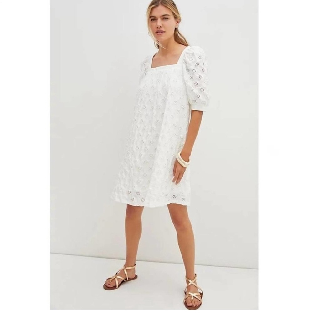 Anthropologie Maeve white lace shift dress sz xs